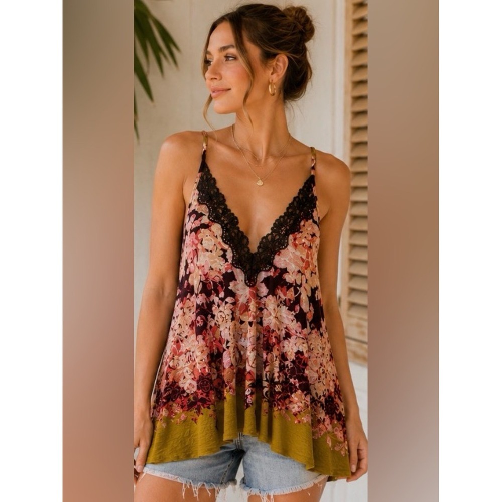 Intimately Free People Floral Lace Swing Cami Tunic XS